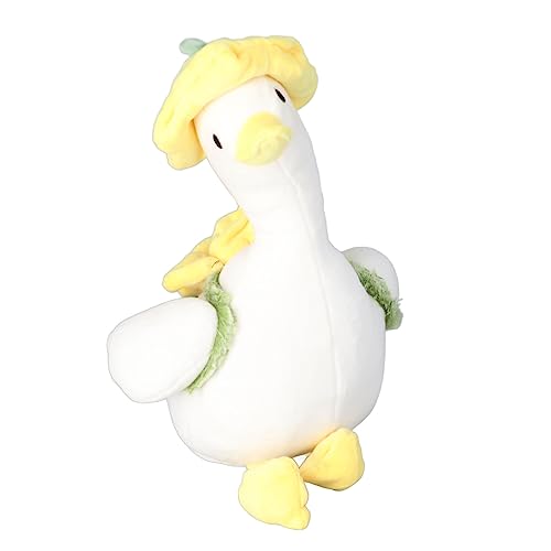 NOENNULL Entenplüschspielzeug, Gefüllte Tier 35 cm Blumen Ente Plüschplüschspielzeug Süße Blumenhüte Rucksäcke Weiche Fette Körper Helle Augen Duck Stofftierspielzeug für Erwachsene (Gelb) von NOENNULL