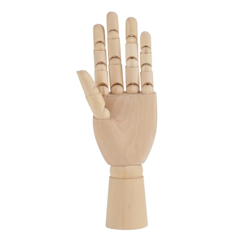 NOENNULL Flexible Holzhandmodell für Zeichnen, Frauen Handkünstler Model Jointed Artikulierter Holzskulpturen Holz Mannequin Handkunst Skizziermalerei für Home Office Desk Dekoration (10 Zoll Linke von NOENNULL