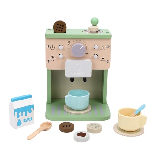 NOENNULL Holzkaffeemaschinenspielzeug für Kinder, Küchenset mit Tragbarem Maschinenzubehör, Lernspielzeug für Kleinkinder Mädchen 3 4 5 Jahre Alt von NOENNULL