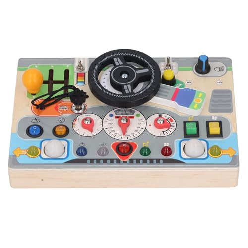 NOENNULL Holzlenkspielzeug für Holzlenker - Elektroniklernaktivitäts -Aktivitätsbrett mit Lichtern und Klängen, Frühes Bildungsautospiel für Kleinkinder 2-5, Kindergarten NOENNULL Holzlenkspielzeug für Holzlenker - Elektroniklernaktivitäts -Aktivitätsbrett mit Lichtern und Klängen, Frühes Bildungsautospiel für Kleinkinder 2-5, Kindergarten von NOENNULL
