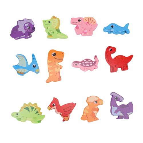 NOENNULL Holzpuzzles Spielzeug Pädagogische Frühe Lernen Holz Matching Sorting -Stapelspielzeug mit Plastikspeicherbox für Einfache Organisation, für Bond Building (Dinosaurier) von NOENNULL