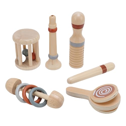 NOENNULL Holzrassel -Set, Baby -Musikspielzeug für Neugeborene Säuglinge, Greifen von Fähigkeitenentwicklungsspielzeugen von NOENNULL