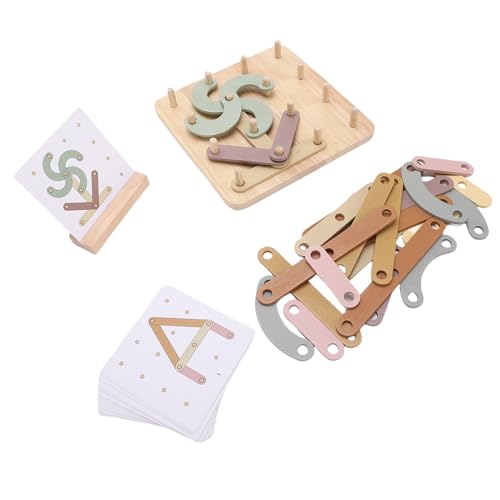 NOENNULL Holzspielzeug Zum Konstruieren von Buchstaben und Zahlen, Pädagogische Stapelblöcke Zum Sortieren von Formen und Farben, Stecktafel mit Geometrischen Formen und Sicherem von NOENNULL