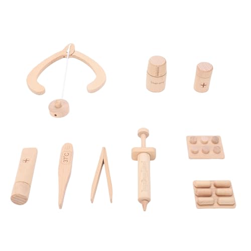 NOENNULL Kinderarzt Playset, Kinderhölzernoktor-Spielset mit Stethoscope & Tools, Sicheres Buchenholzspielzeug-Set für 2-6-Jährige, für Rollenspiele Spaß von NOENNULL