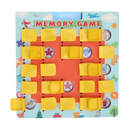 NOENNULL Memory Matching Brettspiel, Flip, um Doppelseitiges Hölzerne Memory Matchspiel mit 24 Karten, Bildspielzeug für Bildungsschach für zu Gewinnen von NOENNULL