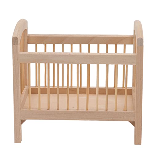 NOENNULL Miniatur -Krippenbett mit 1/12 Skala, Realistische Holzpuppenhausmöbel mit Burr -Design, für Puppenausstellungen und Sammlerstücke von NOENNULL