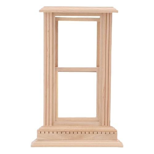 NOENNULL Miniatur -Puppenhausfenster, Puppenhaus -Schärpe -Fensterrahmen Flach Top 2 Scheibenbereich Miniatur Holz Schärfen Fenster Rahmen Dollhouse Möbelzubehör für 1/12 Skala Dollhouse von NOENNULL