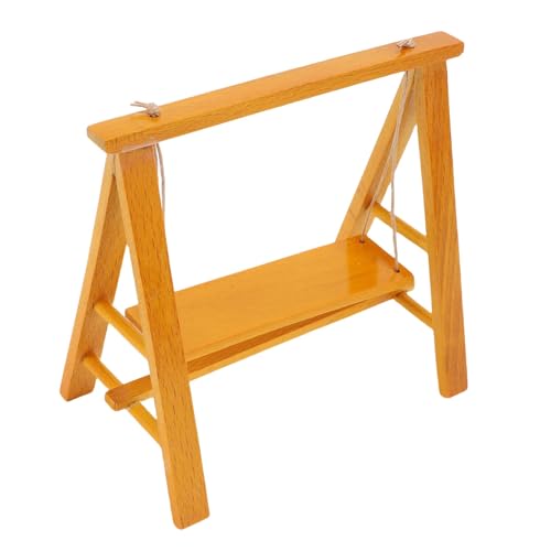NOENNULL Miniatur -Veranda -Schaukel, Miniaturpuppenhausschwung Modell mit Veranda Holzmöbel Vorräte 1:12 Modellierung Figur Swing Doll House Möbel Miniaturschwang Moderne Mini House (Holzfarbe) von NOENNULL