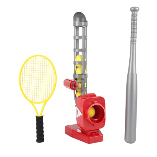NOENNULL Pitching -Maschine für Baseballs, 2 in 1 Baseball -Tennis -Pitcher Automatische Pitching -Machine Set mit Baseballs Bat Tennis Schläger Jungen Mädchen Indoor Outdoor Sports (Rot) von NOENNULL