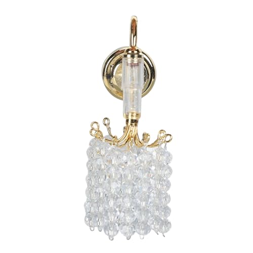 Puppenhaus-Lampe im Maßstab 1:12, Puppenhauslampe, Perlen-Deko, Wandleuchte 130mAh, batteriebetrieben, Miniaturmöbel, Goldlicht Puppenhaus-Lampe im Maßstab 1:12, Puppenhauslampe, Perlen-Deko, Wandleuchte 130mAh, batteriebetrieben, Miniaturmöbel, Goldlicht von NOENNULL