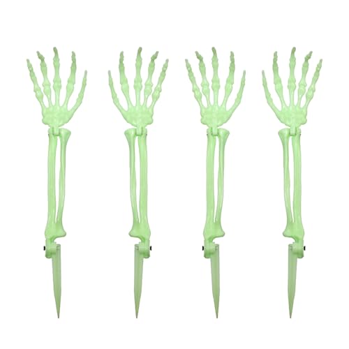 4 Halloween Realistische Skelett Pfahle Zombie Erschreckend Realistische Skelettarme Skelett Arm Gruselige Halloween-Gartendeko Erdspieß Inklusive, für Halloween, Karneval und Mottoparty von NOLACE