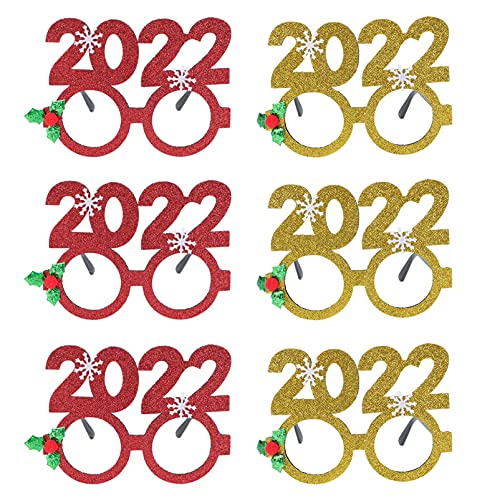 6 Stück 2022 2022 Brille 2022 Partybrillen Ausgefallene Silvester-party-brille Neu Brillen Fotozubehör Brillengestelle Foto-requisite 2022 Zahlenbrille Geschenk Weihnachten Plastik von NOLITOY