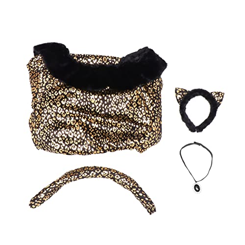 NOLITOY 1 Satz Leopardmuster Damen Halloween Kostüm mit Halskette Haarband Einzigartiges Catsuit für Frauen für Halloween Feiern Cosplay Events von NOLITOY