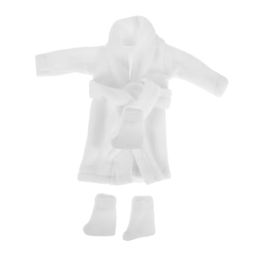 NOLITOY 1 Satz Mini-Bademantel für Puppenkleidung Puppen Bademantel puppenbademantel Puppengewand-Accessoire Bademantel für Miniaturpuppen Mini-Puppenkleid Stoff Weiß von NOLITOY