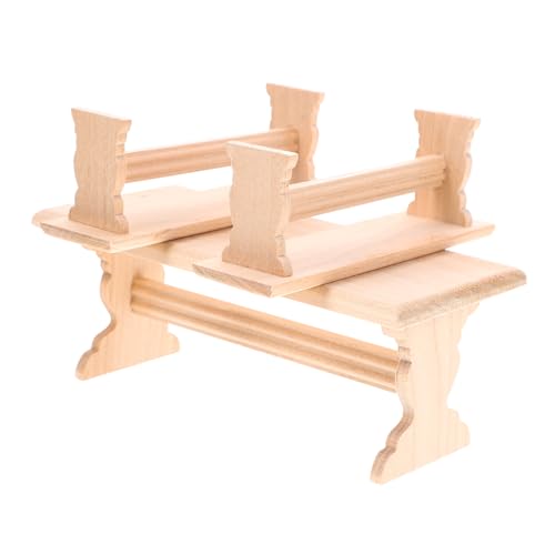 NOLITOY 1 Satz Puppenhaus Mini Möbel Modell -Holzbank Mini-Stuhl Wohnkultur eine Armatur Stühle -Möbelverzierung Mini-Möbelmodelle Fee Baby Sofa Tisch einstellen hölzern von NOLITOY