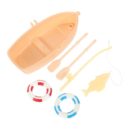 NOLITOY 1 Satz Simuliertes Fischerbootmodell Mini-fischerboot Ruderboot Miniatur Party Kleines Fischerboot Winzig Realistisch Boot Badespielzeug Puppen-fischerboot-kit Plastik von NOLITOY