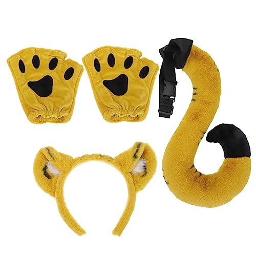 NOLITOY Tiger Kostüm Satz für Tiger Ohr Stirnband mit Handschuhen Cosplay Requisiten für Partys Halloween Theater und Fotoshootings von NOLITOY