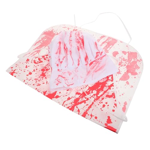 NOLITOY 1 Set Blutiges Halloween-kostümset – Blutige Schürze, Kochschürze, Mütze – Gruseliges Zombie-party-zubehör, Halloween-party-dekoration Für Cosplay-verkleidung von NOLITOY