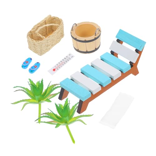 NOLITOY 1 Set Holz Lounge Chair Modell Strand Miniatur Dekoration Mini Möbel Ornament Puppenhaus Dekoration Mini Strand Dekoration Mini Puppenhaus Miniatur Strand Abs von NOLITOY