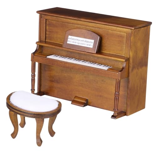 NOLITOY 1 Set Klaviermodell Mit Mini Klaviermodell Klavier Und Hocker Miniatur Klavier Puppenhausmöbel Puppenhaus Musikinstrumente Für Puppenhaus Klavier Holz von NOLITOY