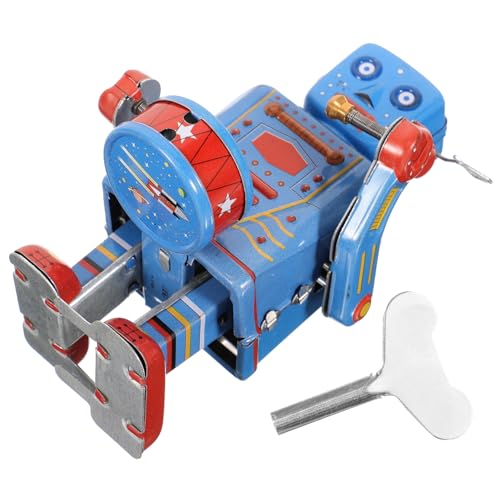 NOLITOY 1 Stück Vintage Aufziehspielzeug Robotertrommler aus Blech Nostalgisches Sammlerstück für Erwachsene Kreative Geschenkidee Handgefertigtes Musikspielzeug für Sammler von NOLITOY