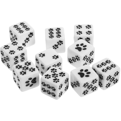NOLITOY 10 Stück Cartoon Paw Pattern Würfel Teiliges Harzwürfel für Brettspiele Lehrmaterialien und Partys Leicht und Tragbar für Erwachsene von NOLITOY