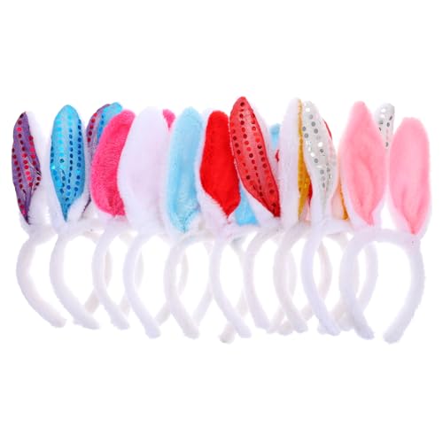 NOLITOY 10 Stück Hasenohr Stirnband Hasenohren Erwachsene Zubehör Multi Hasenohr Stirnbänder Rosa Mädchen De Lapin Clip Funkelnd Kind Handel Kaninchenohren Fest Plüsch Klein Pailletten von NOLITOY
