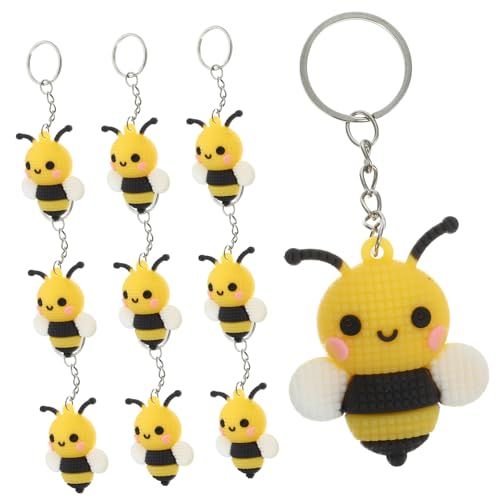 NOLITOY 10 Stück Kleiner Bienenanhänger Honigbienen Schlüsselanhänger Verraten Was Cartoon Motto Für Mädchen Süße Biene Schlüsselanhänger Geburtstagsparty Gastgeschenk Charm von NOLITOY