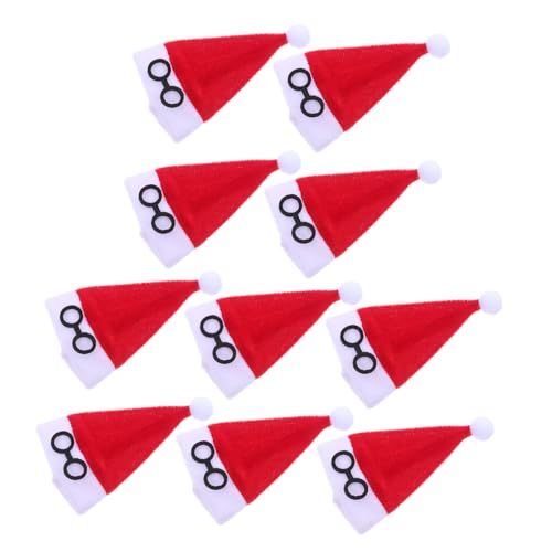 NOLITOY 10 Stück Mini Weihnachtsmützen aus Flanell Leichte Diy Weihnachtsdekorationen für Puppen Weinflaschen Besteckhalter Tischdeko Kompakt Rot mit Weißem Bommel NOLITOY 10 Stück Mini Weihnachtsmützen aus Flanell Leichte Diy Weihnachtsdekorationen für Puppen Weinflaschen Besteckhalter Tischdeko Kompakt Rot mit Weißem Bommel von NOLITOY