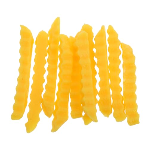 NOLITOY 10 Stück Pommes-Modell mockin ziernieten Nachbildung von frittierten Kartoffelstäbchen Lebensmittelattrappe gilbe gefälschte Pommes groß Essen gefälschtes Essen PVC Yellow von NOLITOY