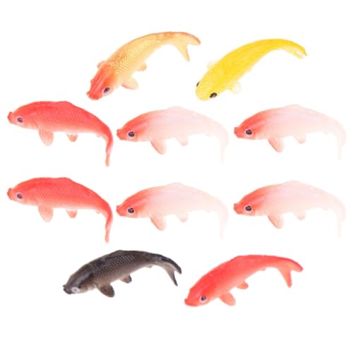 NOLITOY 10 Stück Simulierte Koi Modell Aquarium Ornamente Miniatur Fischfiguren Künstliches Aquarium Kleine Winzige Wasserdekoration Puppenhaus Karpfenfisch Aquarium von NOLITOY