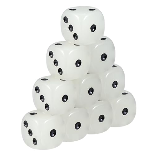 NOLITOY 10 Stück Teiliges Acrylwürfel mit Schwarzen Nachtleuchtenden Punkten Abgerundete Ecken Schweres Spielwürfel Party Bar und Lernspiele Robust für Indoor Outdoor Einsatz von NOLITOY