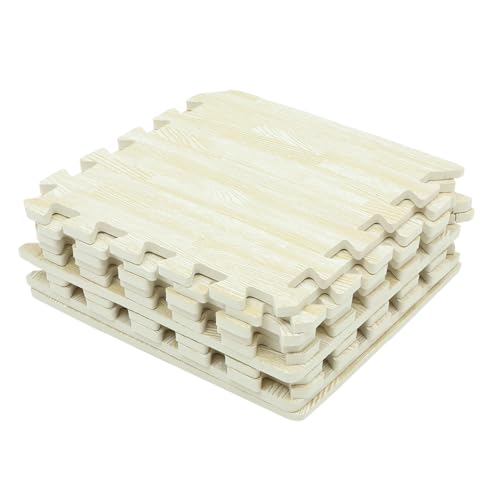 NOLITOY 10 Stück Teiliges Eva Schaumstoff Puzzlematte Krabbelmatte mit Holzmaserung rutschfeste Schutzmatten für Babyzimmer und Wohnzimmer Weiche Sichere Spielmatte für Kleinkinder von NOLITOY
