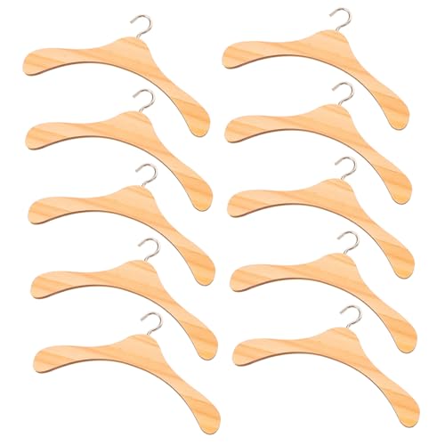 NOLITOY 10 Stück Teiliges Holzkleiderbügel für Puppenkleidung Bjd Puppenzubehör Langlebige Praktische Aufhänger für Puppenschrank und Doll House Organizer von NOLITOY