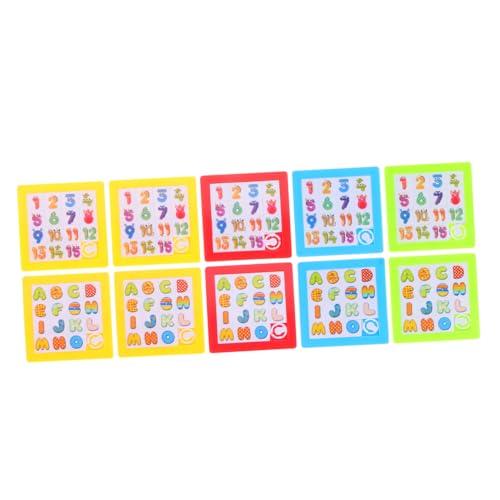 NOLITOY 10 Stück Teiliges Slide Puzzle mit Bunten Zahlen und Buchstaben Kinderfreundlich Fördert Zahlen und Buchstabenerkennung Handliches Lernspiel für Sicher und Glatt von NOLITOY