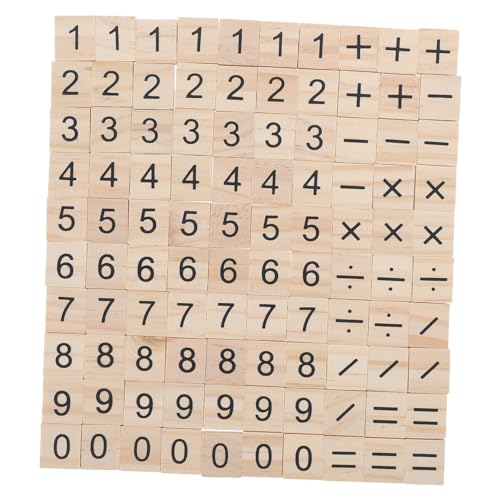 NOLITOY 100 Stück Mini Holz Zahlen Symbolfliesen für Mathematik Lernen DIY Holz Zahlenfliesen Pädagogisch Interaktive Mathe Übungskacheln für Vielseitiges Lernspielzeug für Schule und von NOLITOY