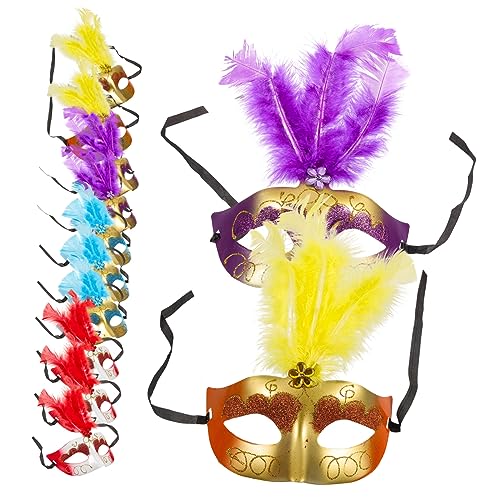 NOLITOY 12 Stck. Teiliges Frauen Maskerade Masken mit Federn Dekorative Kostüm Masken für Partys Cosplay und Besondere Anlässe für Halloween Geburtstage Hochzeiten und Mehr von NOLITOY