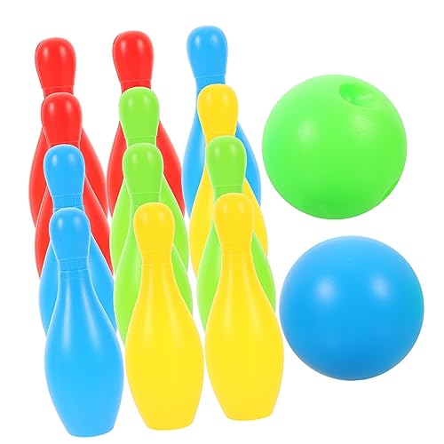 NOLITOY 12 Stück Teiliges Bowling Set mit Kegeln und Bällen Interaktives Outdoor zur Eltern Junge Mädchen Kommunikation Fördert Koordination und Farberkennung Zufällige Zufällige Farbe von NOLITOY