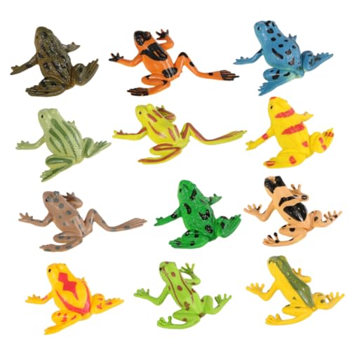 NOLITOY 12 Stück Teiliges Frosch Figuren aus Langlebigem PVC Realistische Amphibien Modelle als Stressabbau und Dekorative Form Spielzeuge für Sammler von NOLITOY