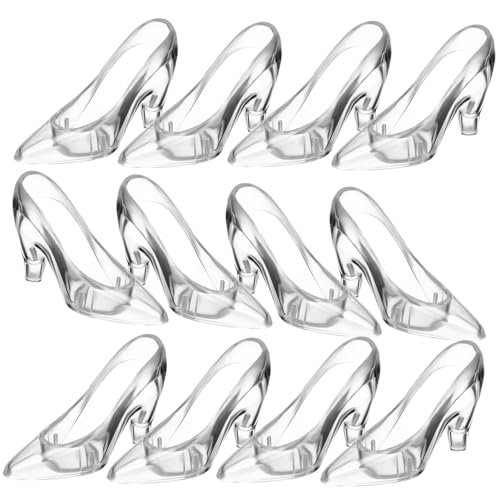 NOLITOY 12 Stück Teiliges Kristall High Heel Deko Transparente Schuhfiguren Funkelnde Prinzessin Ornamente Detailreiche Kristall Schuhe für Regal Schreibtischdeko von NOLITOY