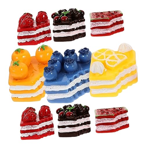 NOLITOY 12 Stück Teiliges Mini Kuchenmodell aus Robustem Harz Realistische Miniatur Desserts mit Leuchtenden Farben Handwerkskunst Leichte Dekoration für DIY Puppenhaus Küche von NOLITOY