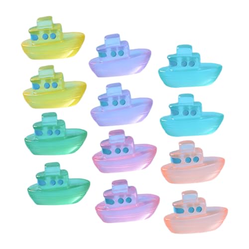 NOLITOY 12 Stück Teiliges Miniatur Boot Modell Leuchtende Resin Dekoration Mini Desktop Micro Landschaftsdeko Robustes DIY Boot Zubehör für Garten Puppenhaus und Aquarium von NOLITOY