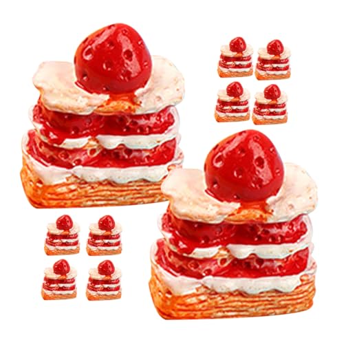 NOLITOY 15 Stück Teiliges Miniatur Erdbeer Sahne Kuchen Set Realistische Puppenhaus Dekoration Filigrane Kuchen Modelle Detailreiche Dessert Nachbildung für Wohnkultur und Fotorequisiten von NOLITOY