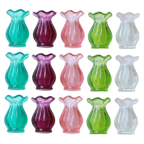 NOLITOY 15 Stück Teiliges Miniatur-blumenvase- Kleine Blumentöpfe Filigrane Puppenhaus-deko Vielseitig für DIY Kompakt Detailreich für Tisch Regal Puppenmöbel von NOLITOY