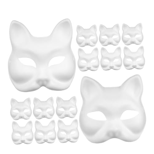 NOLITOY 16 Stück Teiliges DIY Pappmaché Masken zum Bemalen Leichte Atmungsaktive Tiergesicht Halbmasken aus Ungiftigem Papierstoff für Fasching Kindergeburtstag Bastelkurse und von NOLITOY