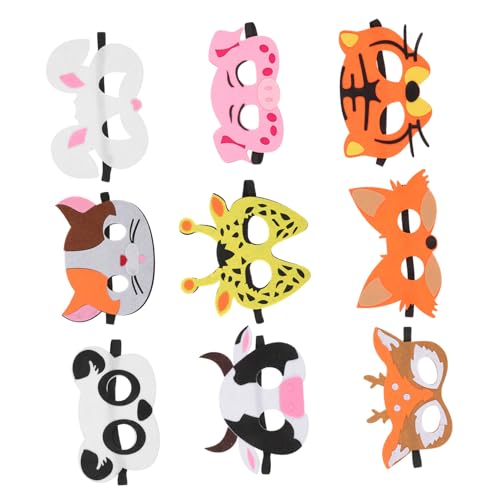 NOLITOY 18 Stück Teiliges aus Filz Tiermasken für Lustige Cosplay Masken für Halloween Geburtstagsfeiern und Themenpartys Bunte Tiermasken Kuh Rosa Schwein Hase Fuchs Giraffe Reh Katze von NOLITOY