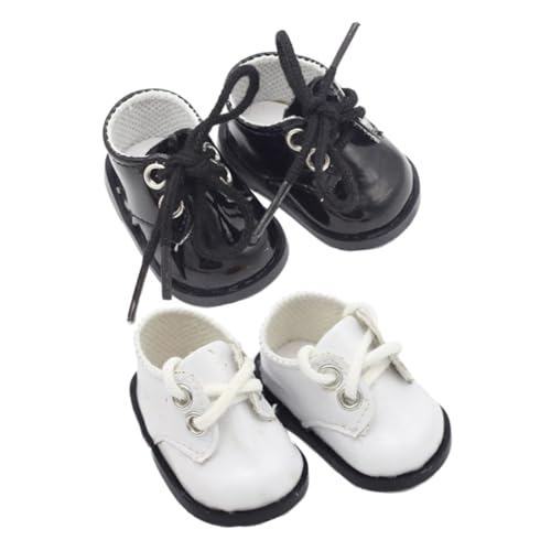 NOLITOY 2 Paare Mini Puppenschuhe aus Leder Plüsch Sportschuhe für Puppen Realistische Dekoration Langlebig für DIY Puppenzubehör Schwarz und Weiß Modische Spielzeugschuhe von NOLITOY