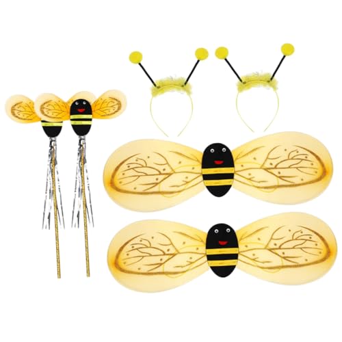 NOLITOY 2 Sätze Bienenkostüm mit Flügeln und Haarband Performance Dress Up Zubehör für Karneval Fasching Geburtstag und Cosplay Niedlich und Leicht zu Tragen NOLITOY 2 Sätze Bienenkostüm mit Flügeln und Haarband Performance Dress Up Zubehör für Karneval Fasching Geburtstag und Cosplay Niedlich und Leicht zu Tragen von NOLITOY