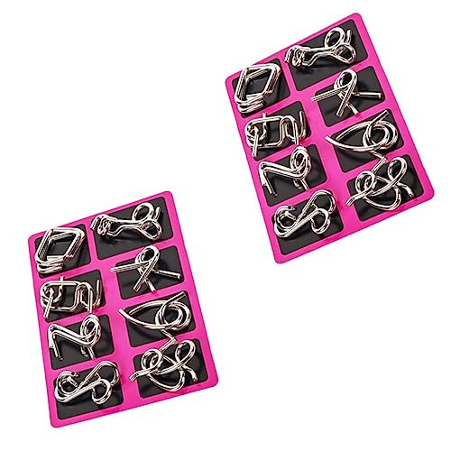 NOLITOY 2 Sätze Edelstahl Draht Entwirrungsspiel Intelligenz Puzzle Interlock Trickspielzeug für Erwachsene Tragbares Gehirntraining und Fidget Toy Pädagogisches Rätselspiel für Unterwegs von NOLITOY
