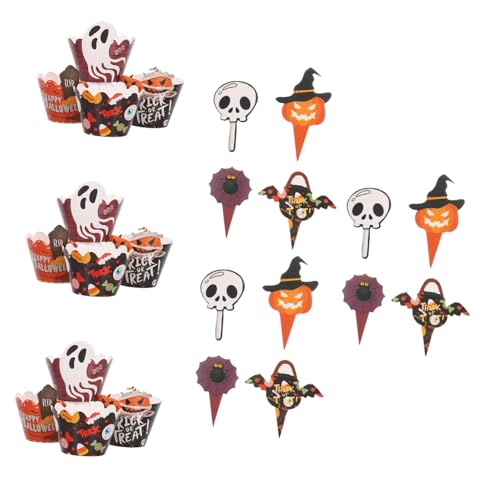 NOLITOY 2 Sätze Halloween Cupcake Deko mit Papierförmchen und Topper Picks mit Kürbis Fledermaus Spinne Vielseitig für Party Shower und Festtagsdeko NOLITOY 2 Sätze Halloween Cupcake Deko mit Papierförmchen und Topper Picks mit Kürbis Fledermaus Spinne Vielseitig für Party Shower und Festtagsdeko von NOLITOY